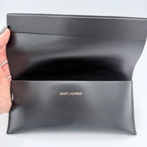 Saint Laurent Black Leather Sunglasses Case with Gold Logo